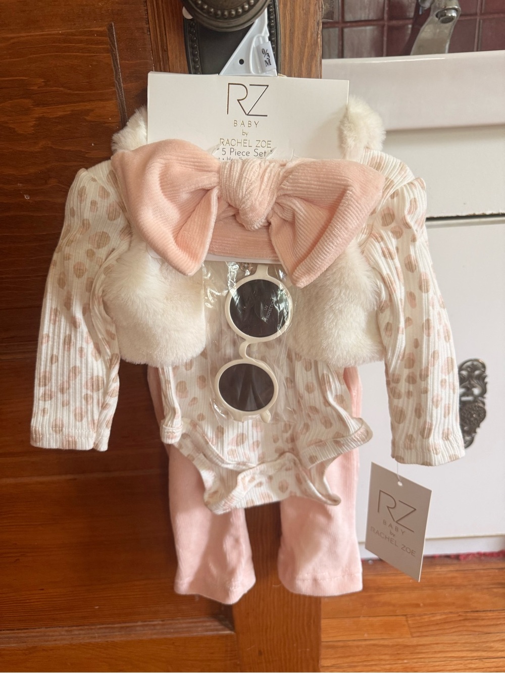 Rachel Zoe Baby 5-Piece Girls Pink and Cream Leopard Print Matching Set